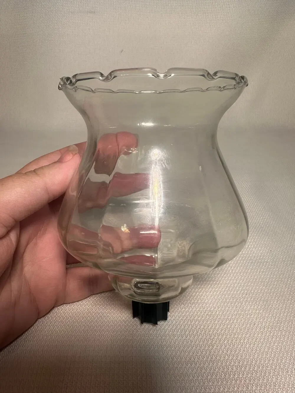 Vintage HomCo Clear Glass Votive Candle Holder Peg Cup Ruffled Edge USA